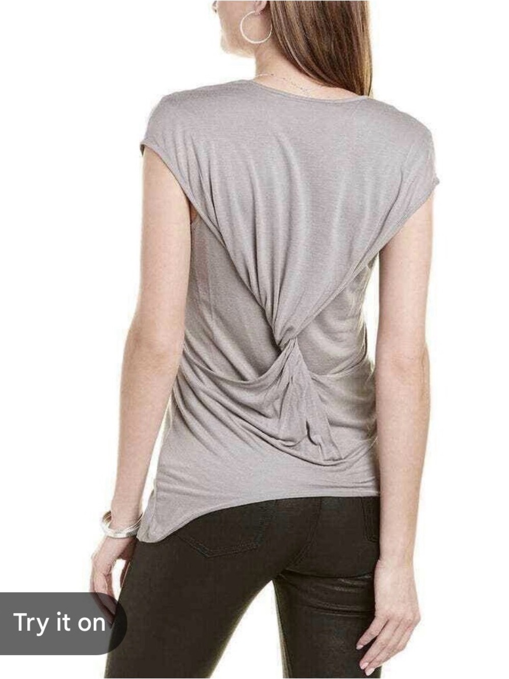 Helmut Lang Twist-Back Short Sleeve Top -Grey Italian Jersey nwt 150.00 medium